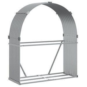 Suporte de lenha 120x45x140 cm aço galvanizado cinza-claro H