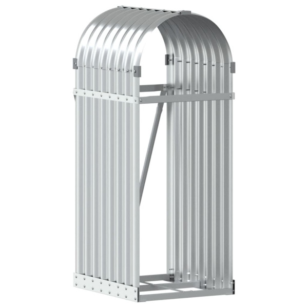 Suporte de lenha 40x45x100 cm aço galvanizado prateado M 2