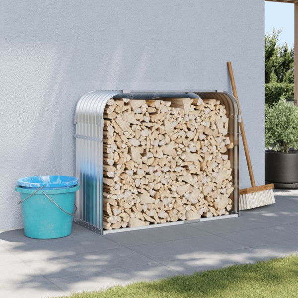 Leñero de acero galvanizado plateado 120x45x100 cm D