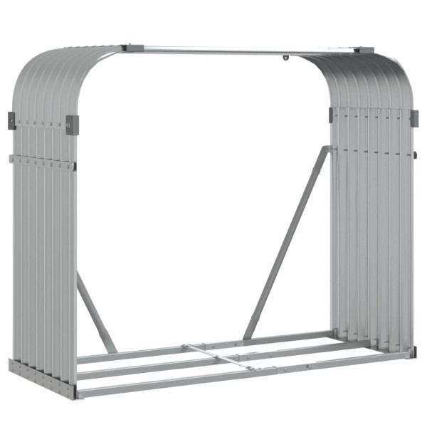 Suporte de lenha 120x45x100 cm aço galvanizado prateado M 2