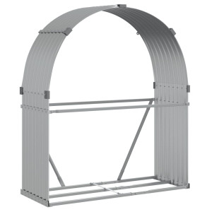 Suporte de lenha 120x45x140 cm aço galvanizado prateado H