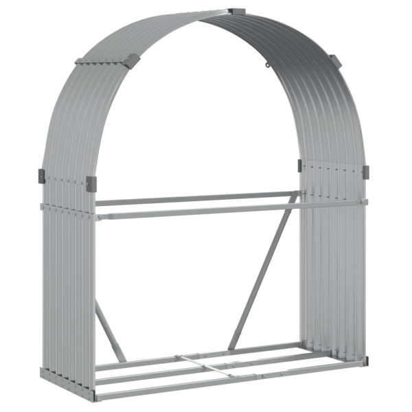 Suporte de lenha 120x45x140 cm aço galvanizado prateado M 2
