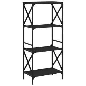 Librería de 4 estantes madera ingeniería negro 59x35x132 cm H