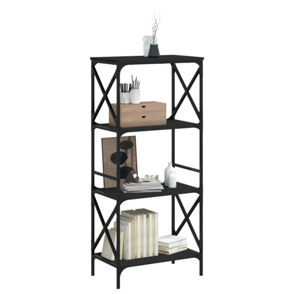 Librería de 4 estantes madera ingeniería negro 59x35x132 cm M 3