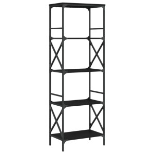Librería de 5 estantes madera ingeniería negro 59x35x171 cm H