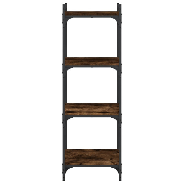 Librería 4 estantes madera ingeniería roble ahumado 40x30x120cm M 4