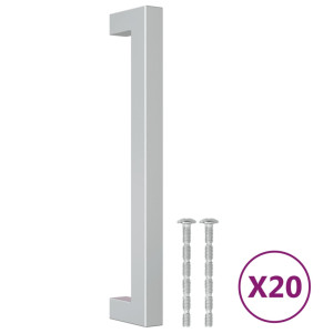 Tiradores para armarios 20 uds acero inoxidable plateado 160 mm H