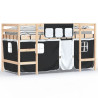 Cama alta niños con cortinas madera pino blanco negro 80x200 cm 2