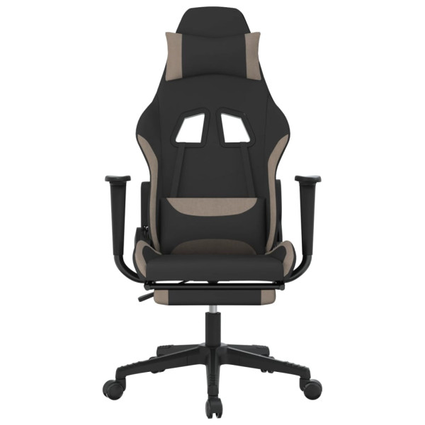 Silla gaming con reposapiés tela negro y gris taupe M 3