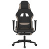 Silla gaming con reposapiés tela negro y gris taupe 3