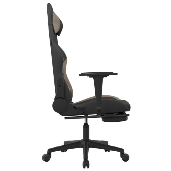Silla gaming con reposapiés tela negro y gris taupe M 4