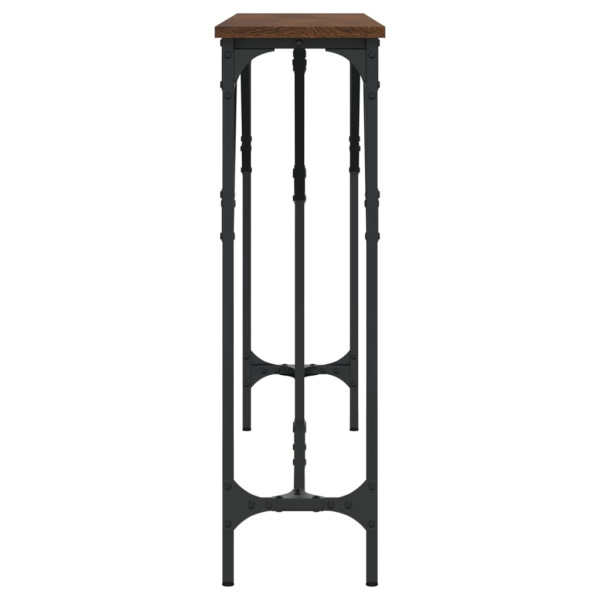 Mesa consola madera de ingeniería roble marrón 140x23x75 cm M 5
