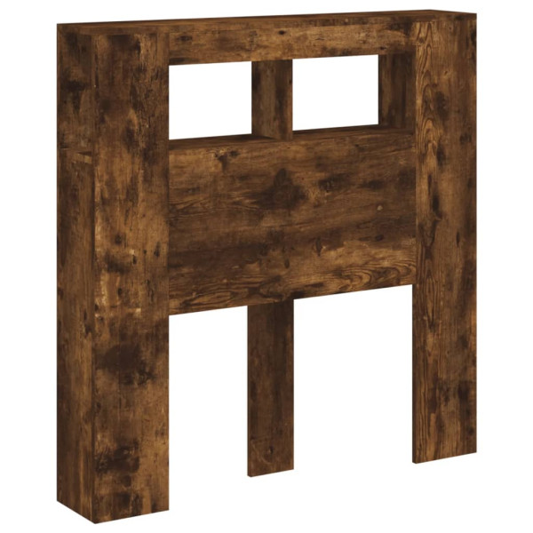 Cabecero LED madera ingeniería roble ahumado 100x18.5x103.5 cm M 3