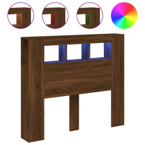 Cabecero LED madera ingeniería roble marrón 120x18.5x103.5 cm H