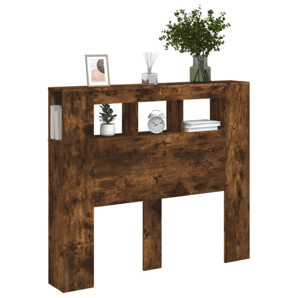 Cabecero LED madera ingeniería roble ahumado 120x18.5x103.5 cm M 4