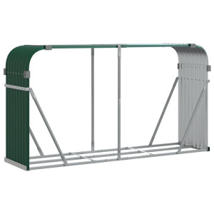 Suporte de lenha 180x45x100 cm aço galvanizado verde H