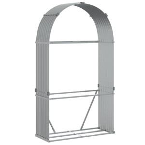 Suporte de lenha 120x45x210 cm aço galvanizado cinza-claro H