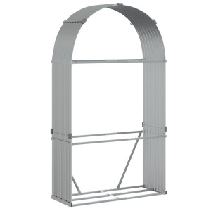 Suporte de lenha 120x45x210 cm aço galvanizado prateado H