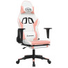 Cadeira gaming massagens c/ apoio pés couro artif. branco/rosa 2