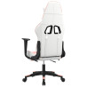 Silla gaming con reposapiés cuero sintético blanco y rosa 5