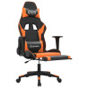 Silla gaming masaje y reposapiés cuero sintético negro naranja 3