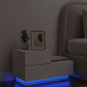 Mesa de cabeceira com luzes LED 70x36x40.5 cm branco 1