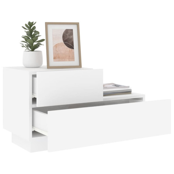 Mesa de cabeceira com luzes LED 70x36x40.5 cm branco M 4