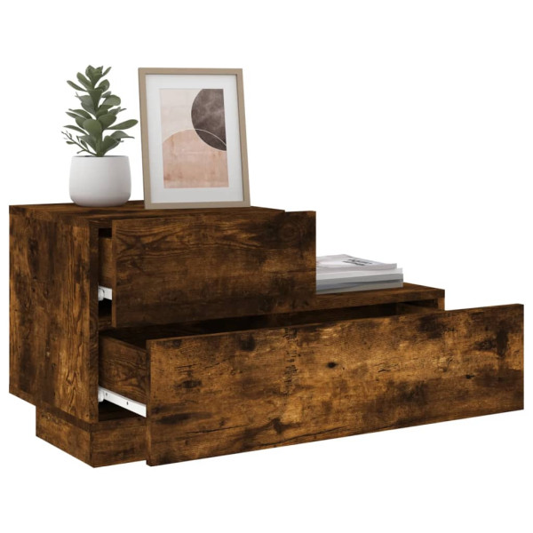 Mesa de cabeceira com luzes LED 70x36x40.5 cm carvalho fumado M 4