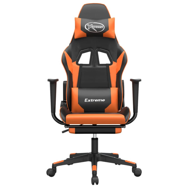 Silla gaming con reposapiés cuero sintético negro naranja M 3