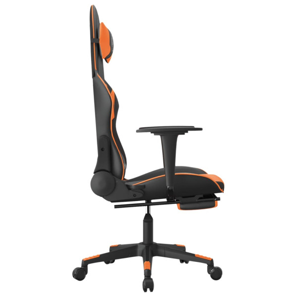 Silla gaming con reposapiés cuero sintético negro naranja M 4