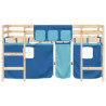 Cama alta para niños con cortinas madera pino azul 90x200 cm 5