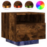Mesa de cabeceira com luzes LED 40x39x37 cm carvalho fumado 2