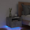 Mesa de cabeceira com luzes LED 40x39x37 cm cinzento-cimento 1