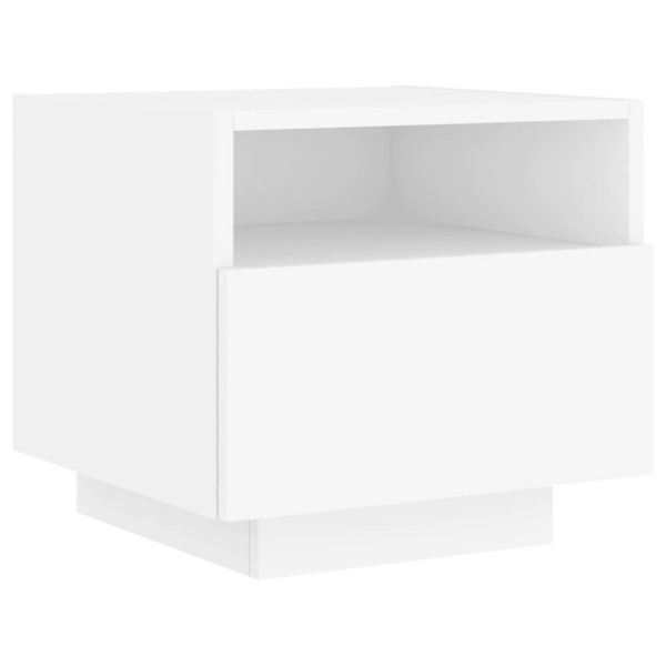 Mesa de cabeceira com luzes LED 40x39x37 cm branco M 5
