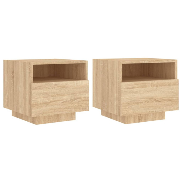 Mesas cabeceira c/ luzes LED 2 pcs 40x39x37 cm carvalho sonoma M 2