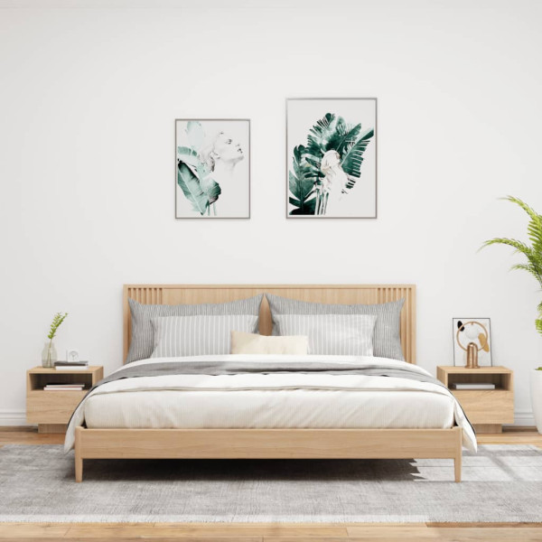 Mesas cabeceira c/ luzes LED 2 pcs 40x39x37 cm carvalho sonoma M 3