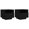Mesas de cabeceira c/ luzes LED 2 pcs 40x39x37 cm preto 2