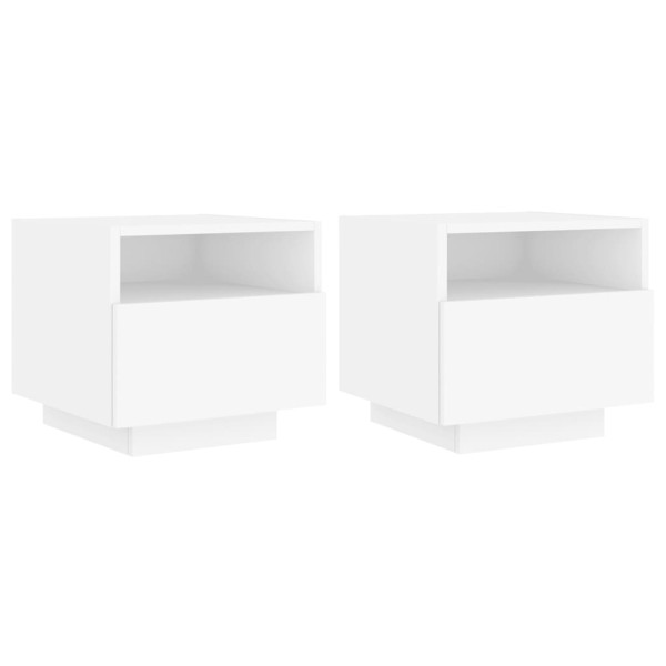 Mesitas de noche con luces LED 2 unidades blanco 40x39x37 cm M 2