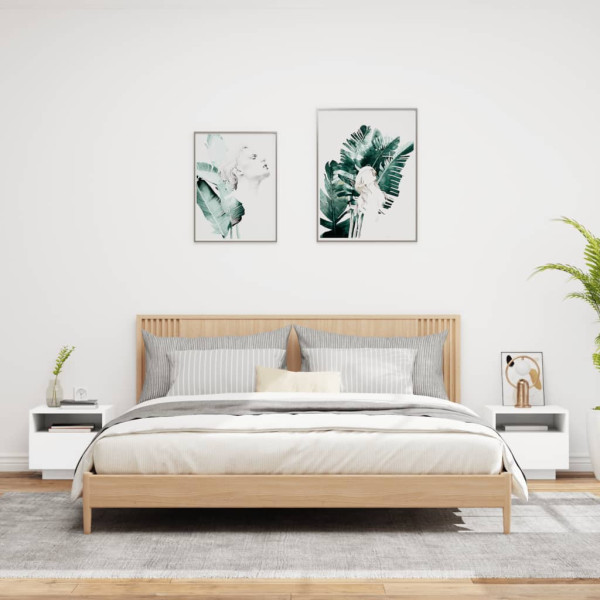 Mesas de cabeceira com luzes LED 2 pcs 40x39x37 cm branco M 3