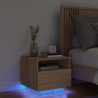Mesita de noche con luces LED roble Sonoma 40x39x37 cm 1