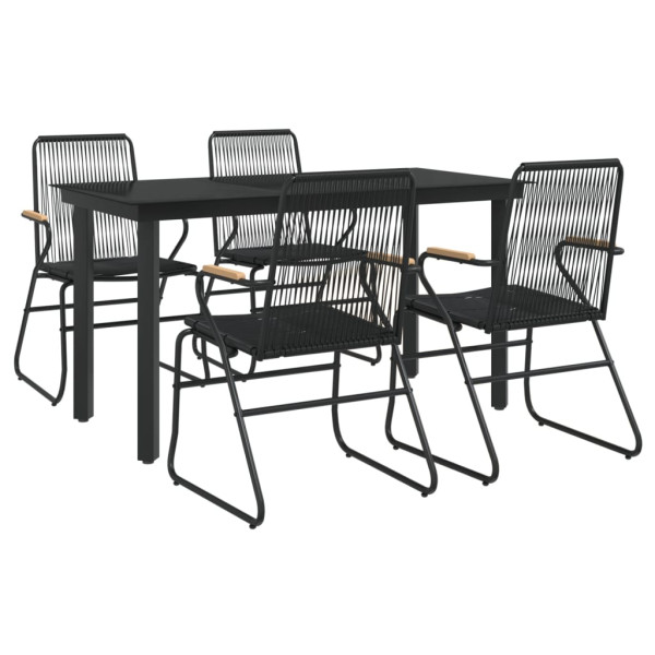 Juego de comedor de jardín 5 piezas ratán PVC negro M 3