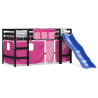 Cama alta p/ criança c/ cortinas 80x200 cm pinho maciço rosa 2