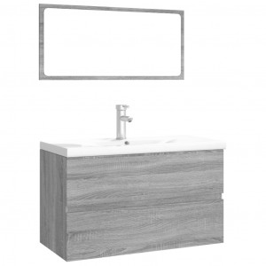 Set de muebles de baño madera contrachapada gris Sonoma H