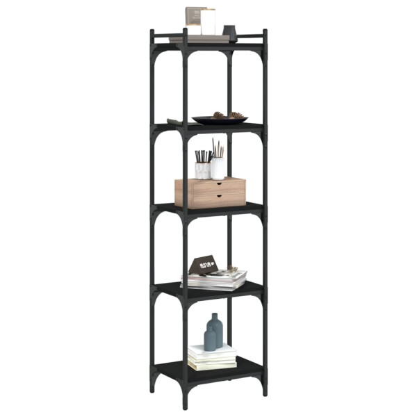 Librería de 5 estantes madera de ingeniería negro 40x30x154 cm M 3