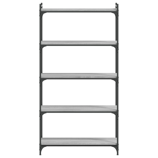 Librería 5 estantes madera ingeniería gris Sonoma 80x30x154 cm M 4