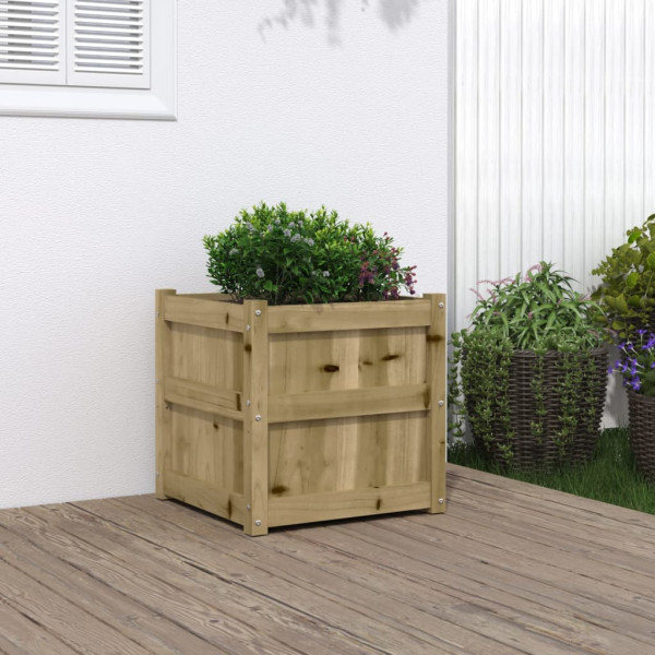Jardinera madera maciza de pino impregnada 50x50x50 cm D