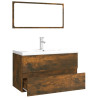 Set de muebles de baño madera contrachapada color roble ahumado 4