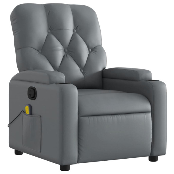 Sillón de masaje reclinable cuero sintético gris M 3