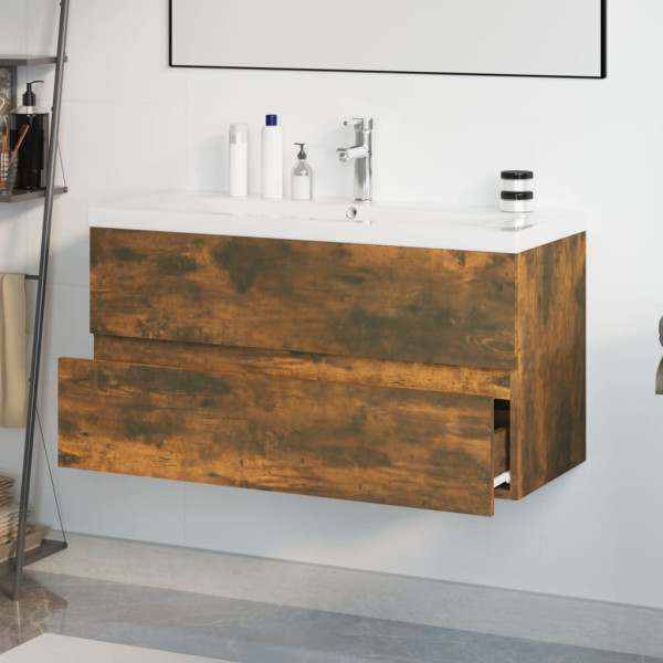 Mueble de baño con lavabo madera contrachapada roble ahumado M 4
