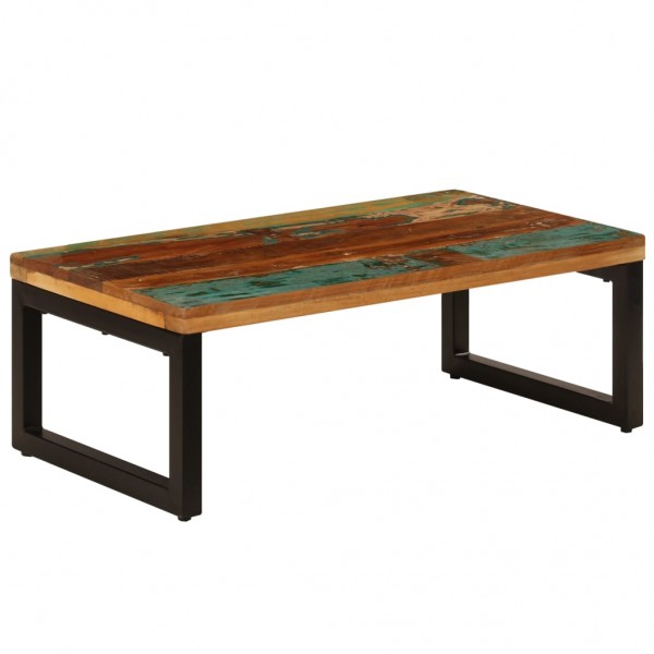 Mesa de centro de madera maciza reciclada y acero 100x50x35 cm D